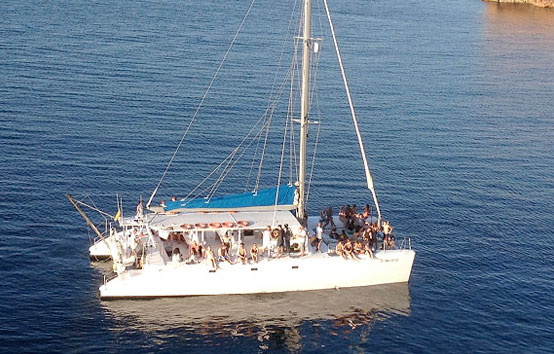 Catamaran charter in Ibiza 80 people