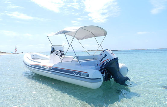 Ibiza inflatable boat charter Selva D650 ds